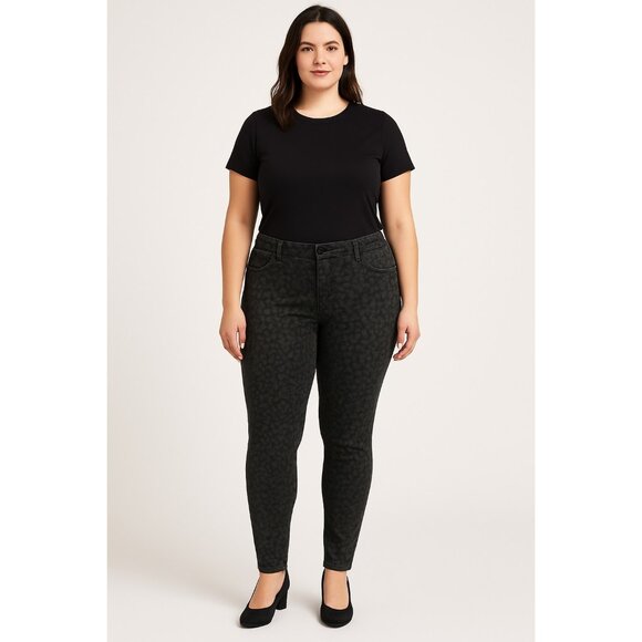 Torrid Black Leopard Print Denim Jeans Skinny Leg Women's Size 14 - Picture 1 of 8